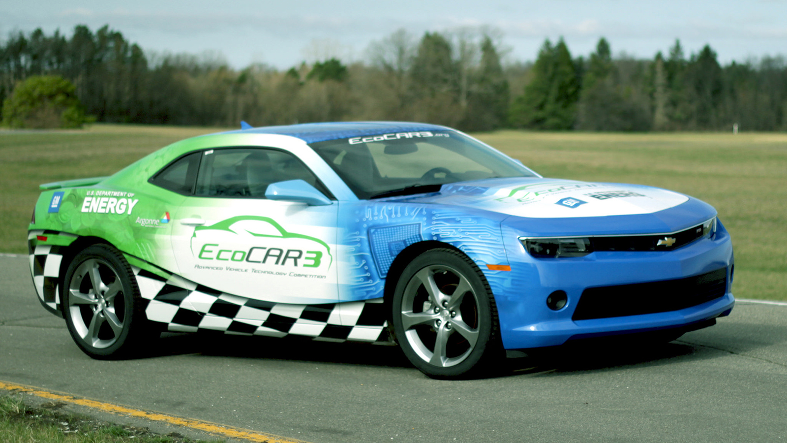 A Chevrolet Camaro, the vehicle that students competing in EcoCAR 3 must redesign into a hybrid-electric car.