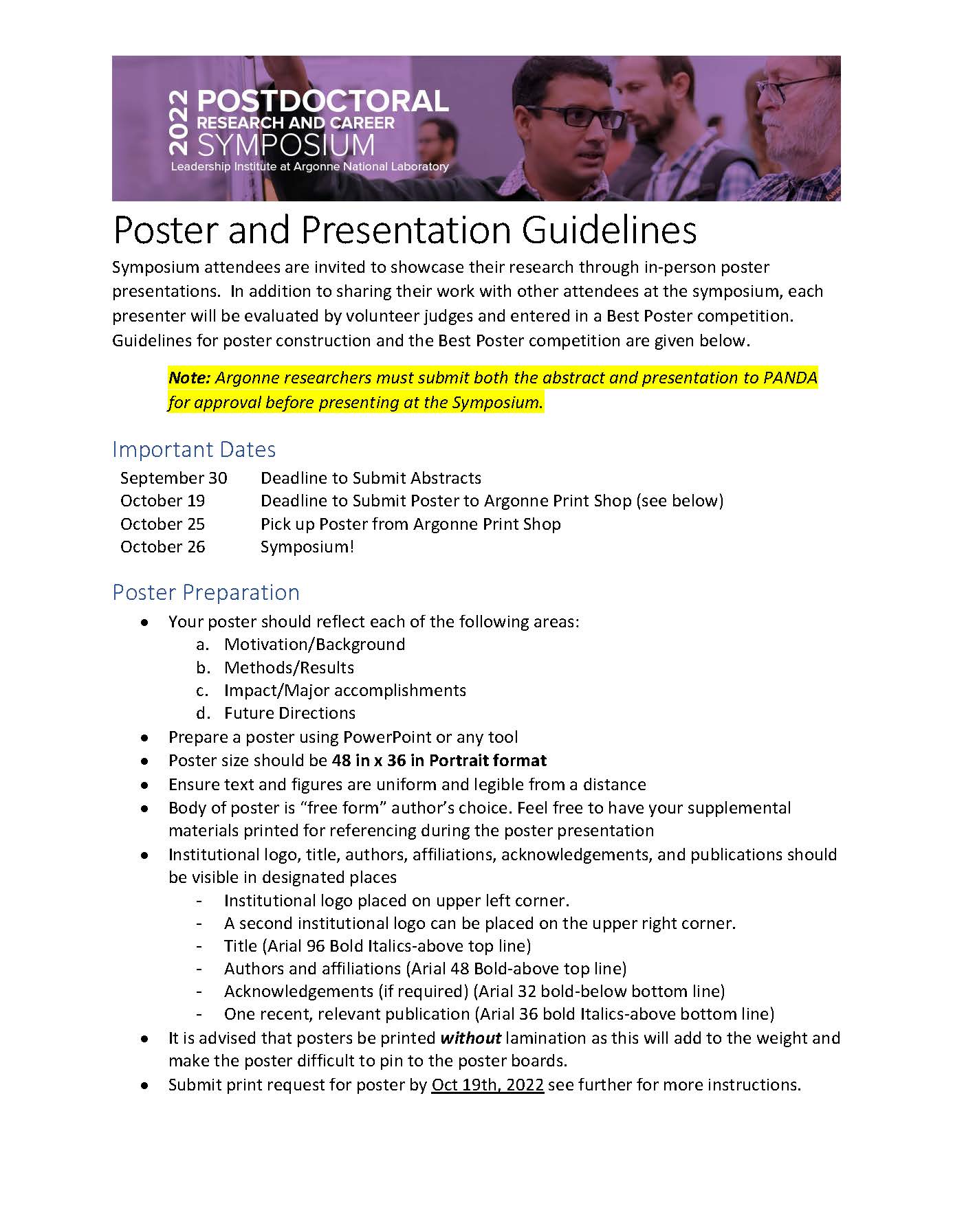 Screenshot of Poster and General Guidelines 2022