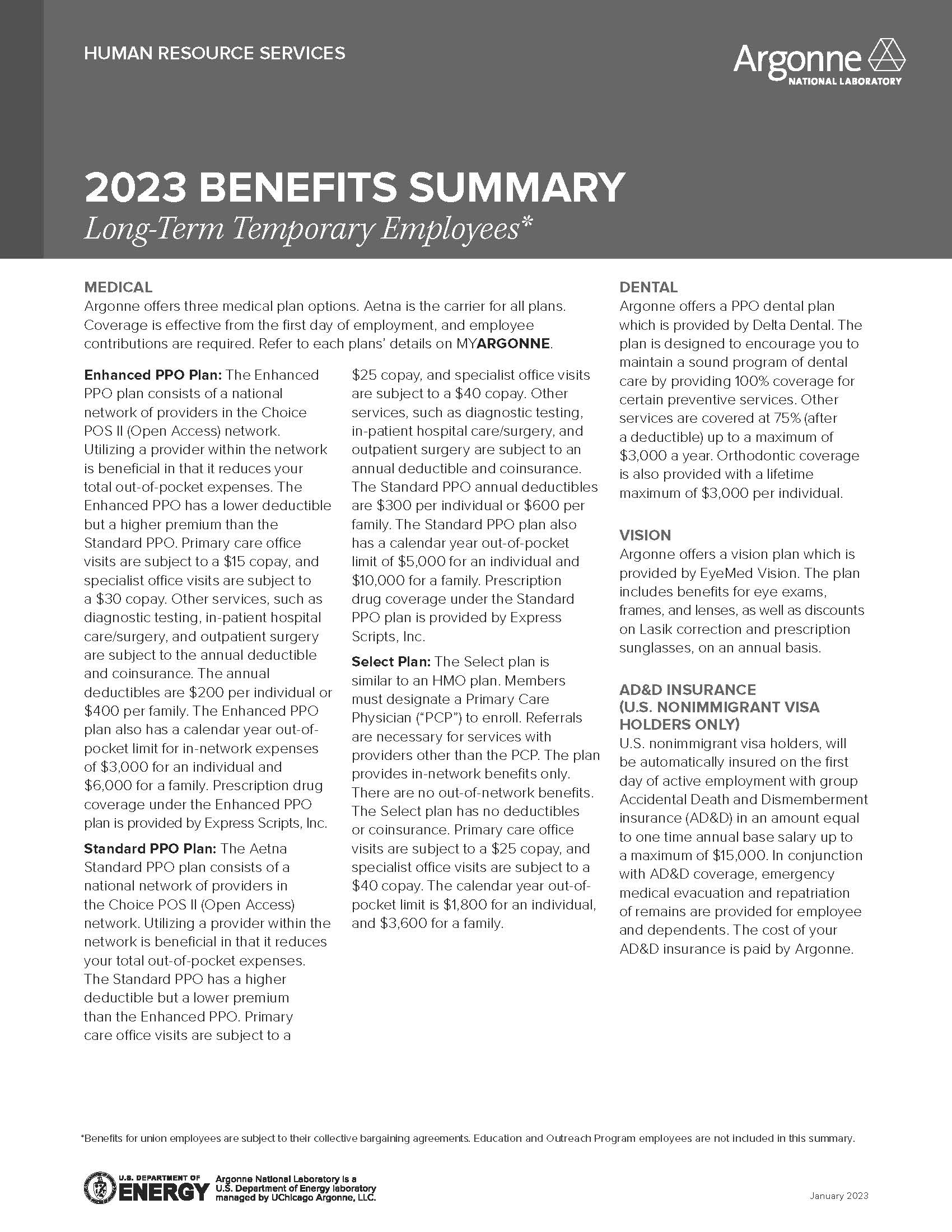 Text of Long-Term Employee Benefits Summary