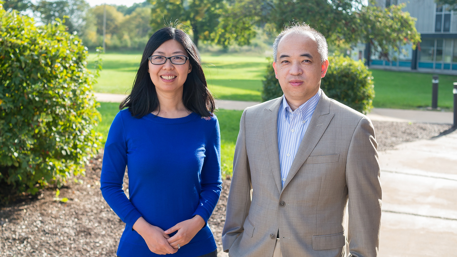 (From left) Yuepeng Zhang  and Kaizhong Gao  of the HyMag Magnets team. (Image by Argonne National Laboratory.)