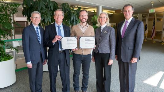 Chick Macal, Jonathan Ozik and Nick Collier (not shown) received the DOE Secretary’s Appreciation Award for their advanced modeling research on how an Ebola outbreak might affect U.S. cities.
