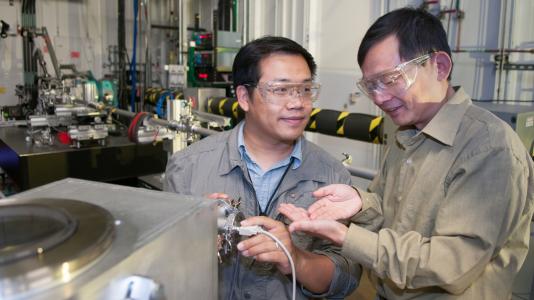 Tao Sun and Jin Wang, scientists at Argonne National Laboratory, use the Advanced Photon Source to design and test a new technique for X-ray detection.