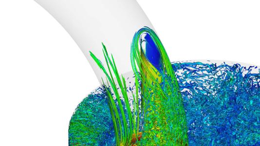 Simulation of turbulence inside an internal combustion engine, rendered using the advanced supercomputing resources at the Argonne Leadership Computing Facility.