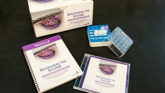 This kit uses Rhodobacter bacteria to “manufacture” proteins that are integral parts of drug discovery research. 