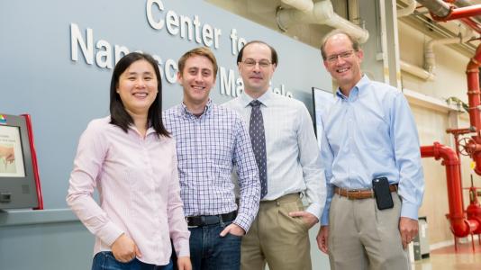 The Argonne team is pictured here. Left to right: Xuedan Ma, Benjamin Diroll, Richard Schaller and Gary Wiederrecht. (Image by Argonne National Laboratory.) 