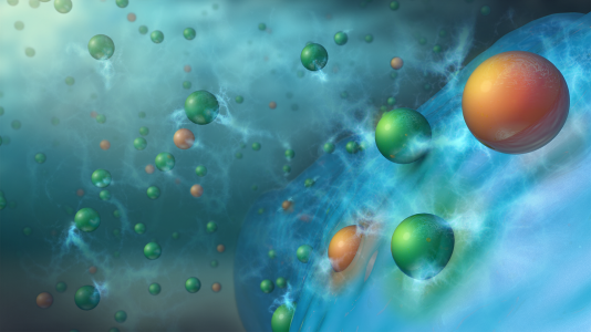Charging results in doubly or triply charged metal cations, such as Mg2+ (orange spheres), along with singly charged lithium ions (green spheres) being co-inserted from the electrolyte into the silicon (blue spheres) anode material. This process stabilizes the anode, enabling long term cycling of lithium-ion batteries. (Image by Argonne National Laboratory.)
