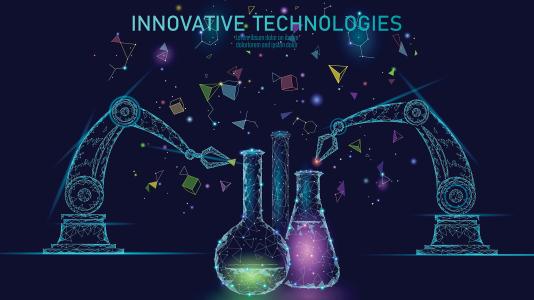 Innovative Technologies - beakers and robotic arms