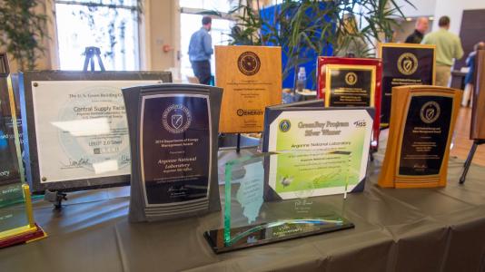 generic award web graphic-table display of award plaques