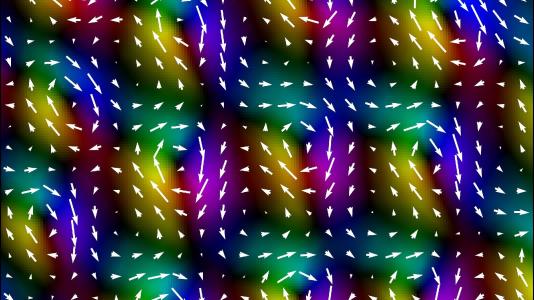 Multicolor patterns of arrows in pointing across, down. (Image by Argonne National Laboratory.)
