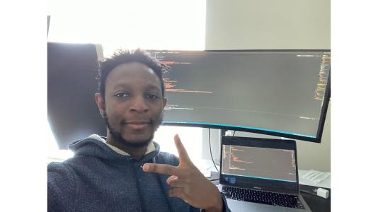 Abayomi Adekanmbi has participated in the National GEM Consortium’s internship with Argonne for two years, exploring artificial intelligence and helping develop cyber infrastructure for Sage. (Image by Argonne Educational Programs and Outreach.)